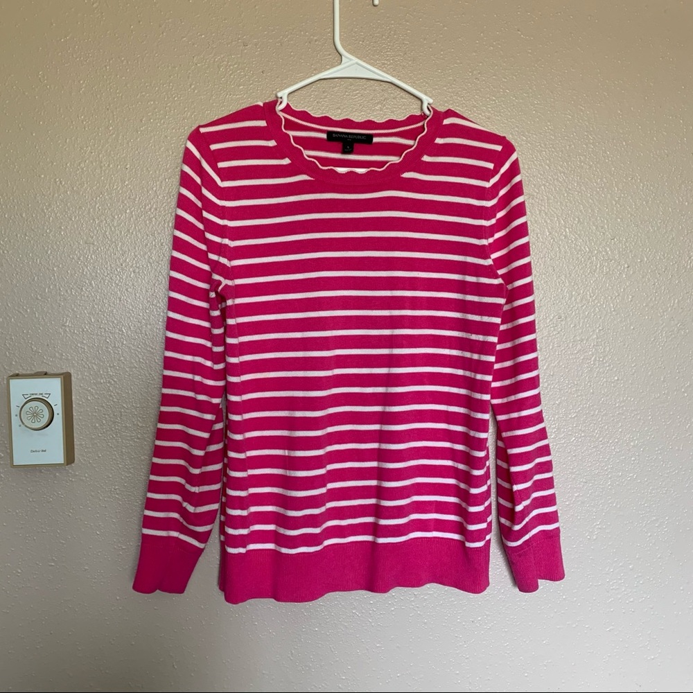 Hot Pink Lettuce Trim Banana Republic Sweater